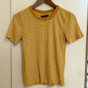 Yellow and White Stripped Abercrombie and Fitch Baby-T, size M.